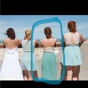 Seafoam strapless bridesmaids dress